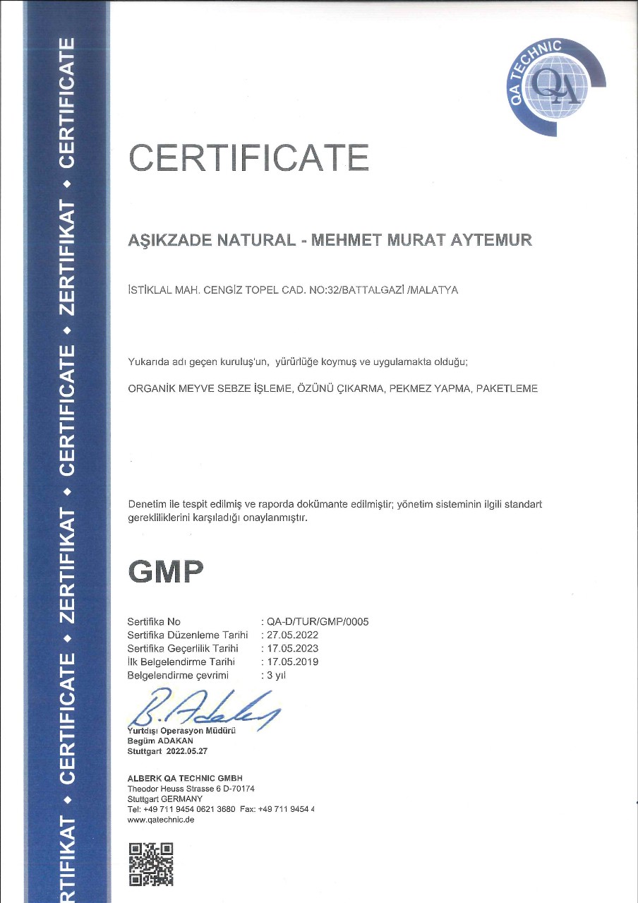 Alberk QA GMP sertifikası 2022